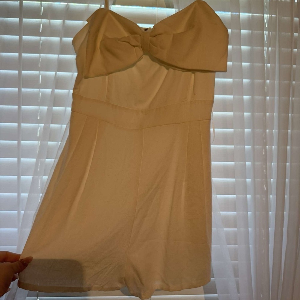 ME Makeover Essentials White Bow Strapless Romper